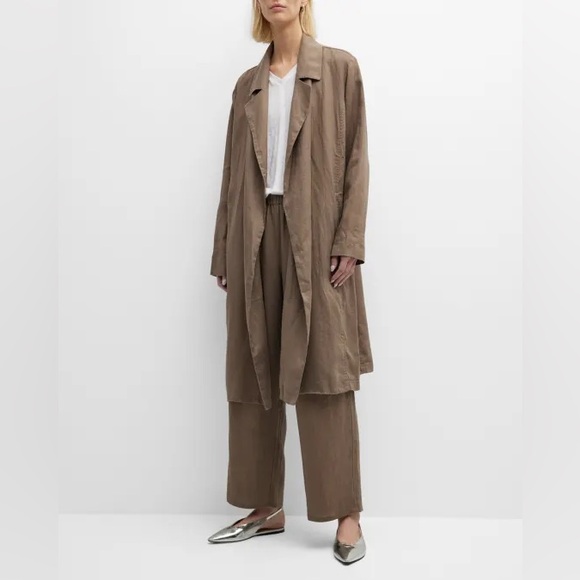 Eileen Fisher Taupe organic linen coat - Picture 1 of 9